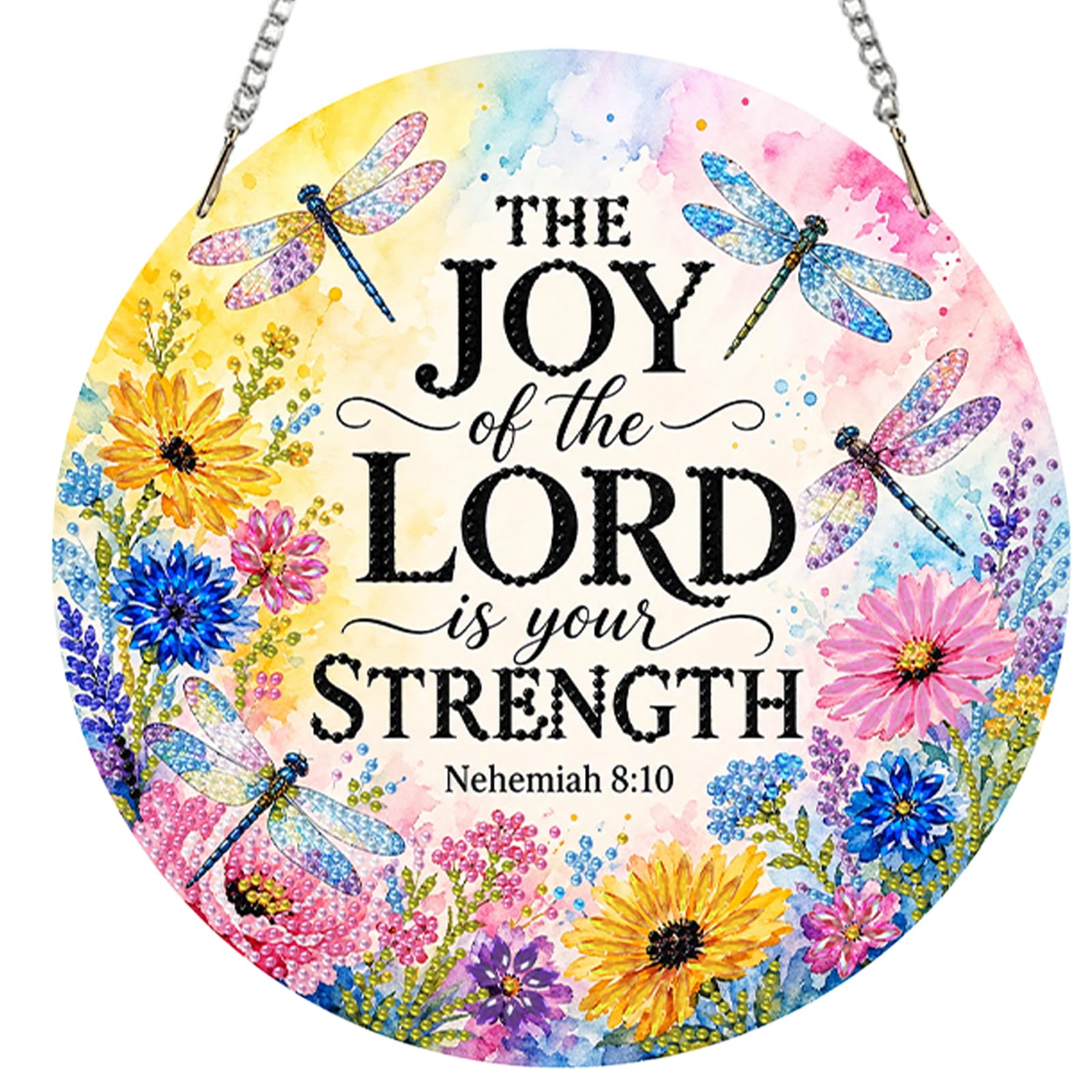 POETRYDRAW Dragonfly Bible Verse Sign DIY 2D Flat Acrylic 5D Diamond Art Pendant Kit 25x25cm