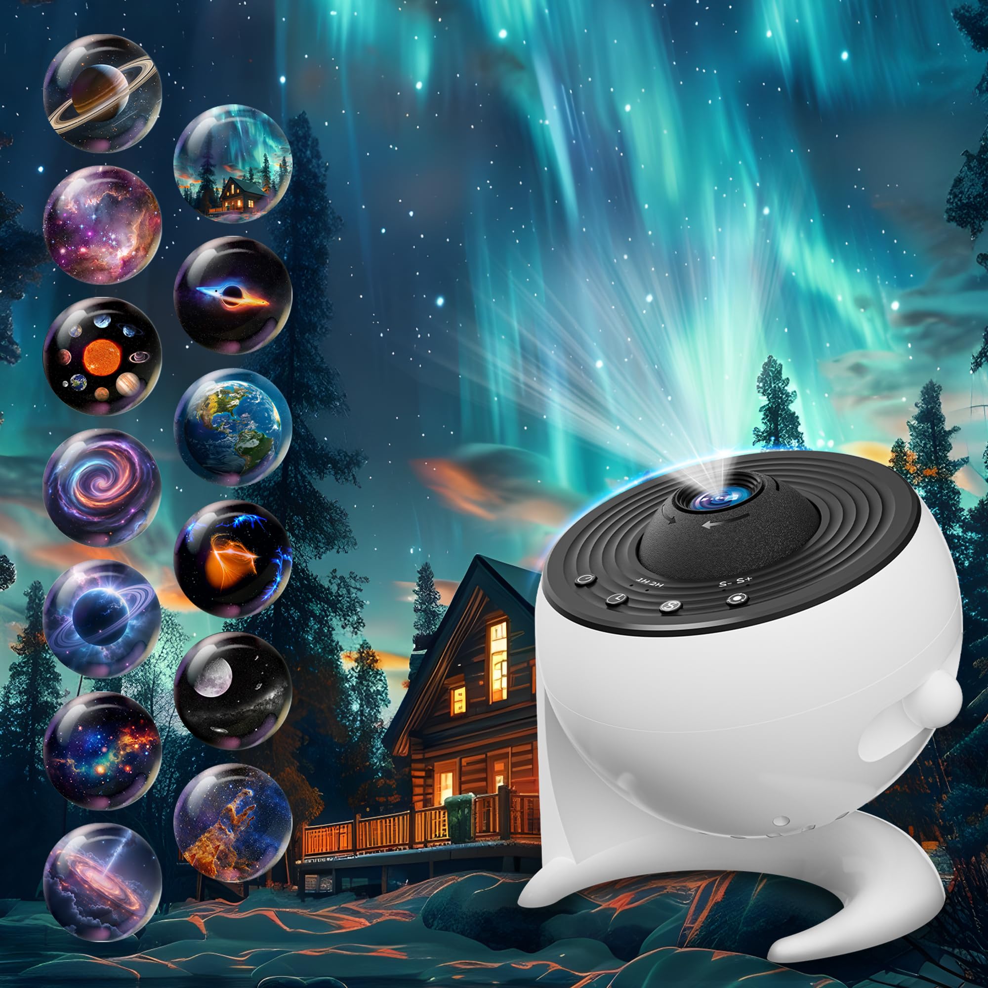 FlyEagle Galaxy 13 in 1 Planetarium Star Night Light Projector, 360° Rotating Space Light with Timer & Focus Knob, HD Lamp for Bedroom Kids Adults Home Decor