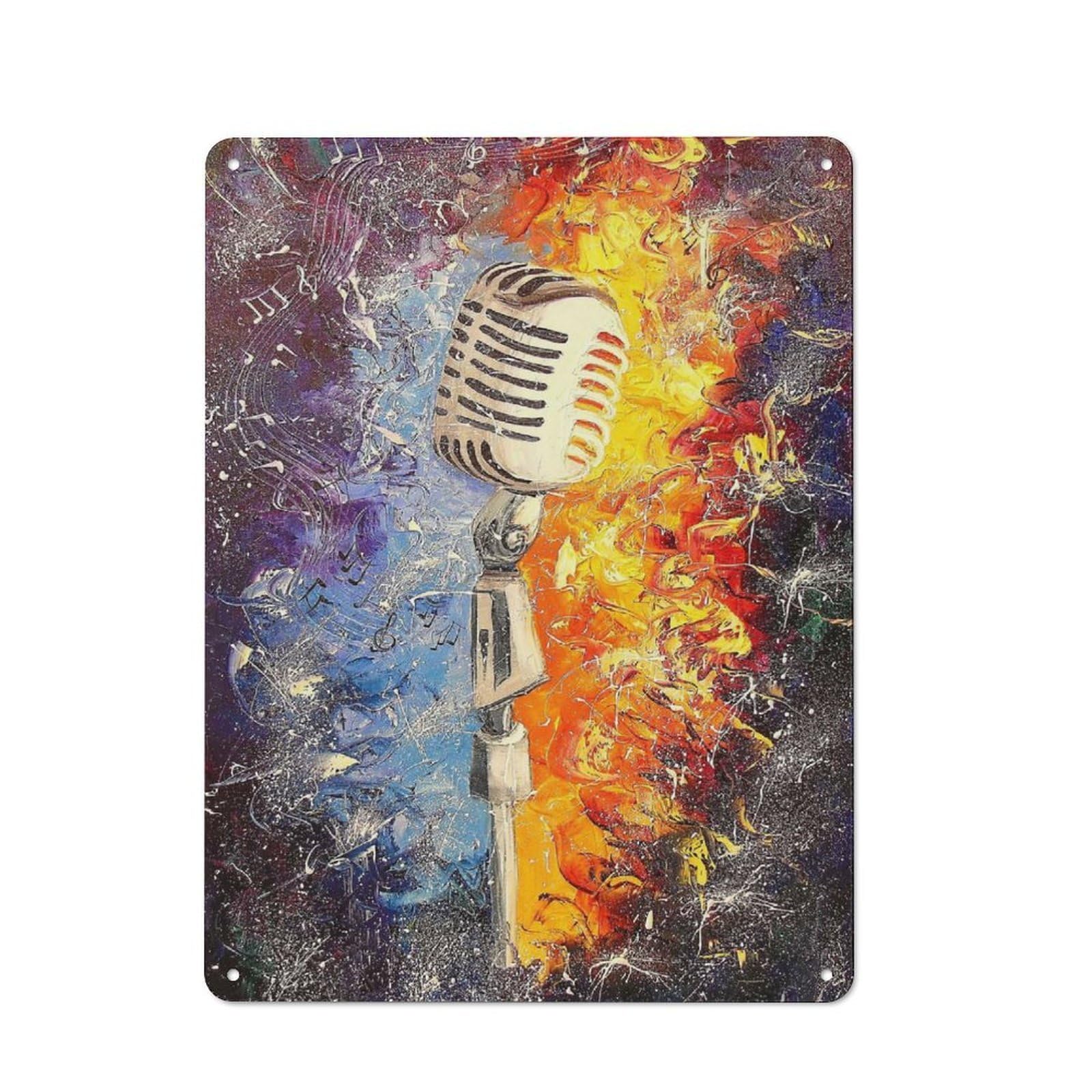 Junmoney Microphone Friendly Metal Wall Decor 40X30cm, Decorative Metal Plaque For Tea Room, Shop Wall Or Breakfast Area