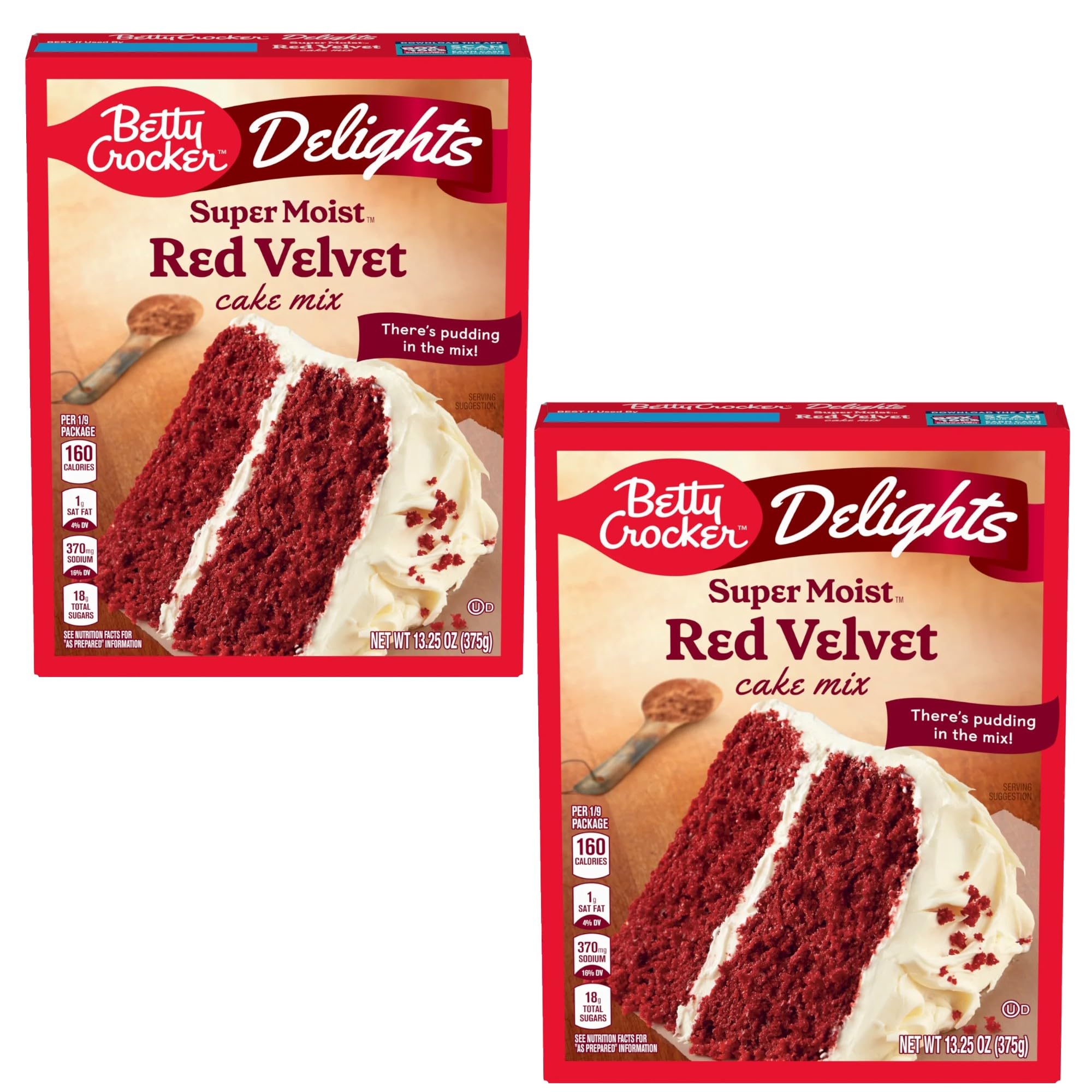 Super Moist Red Velvet Cake Mix, 13.25 oz, 2 Pack, Bundled With V2U Utensil Set