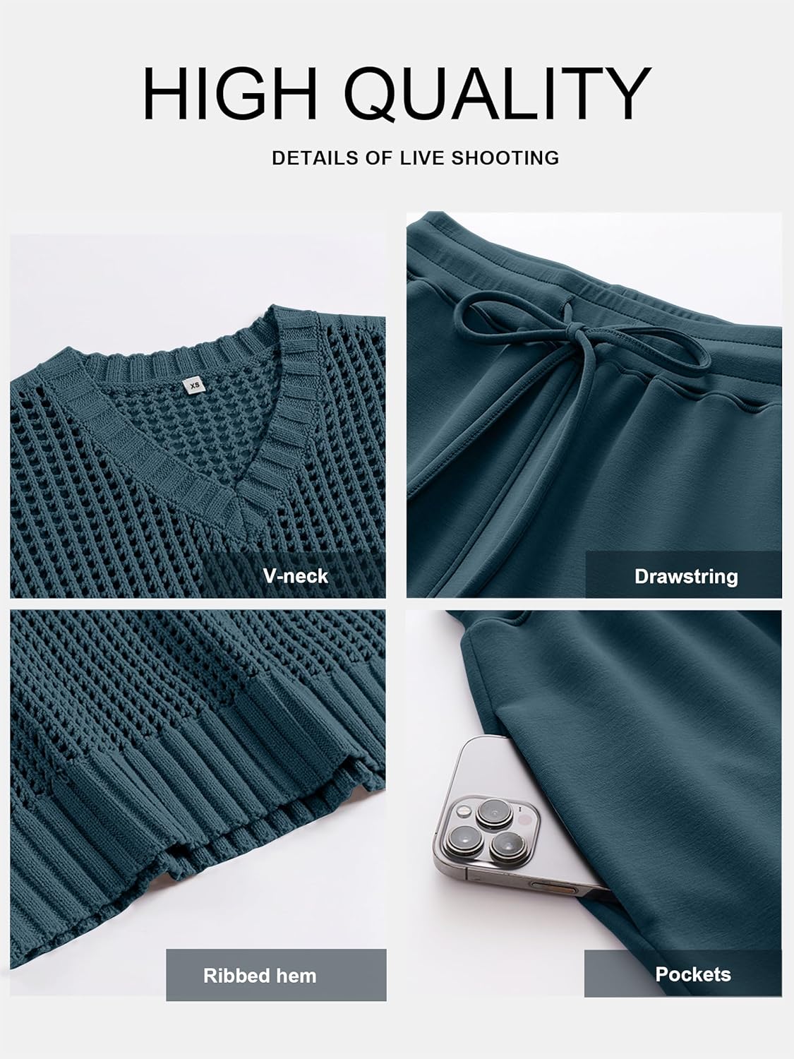 ANRABESS Women 2 Piece Outfits Summer Lounge Sets Crochet Knit Sweater Vest Wide Leg Pants Casual Beach Vacation Clothes - Image 6