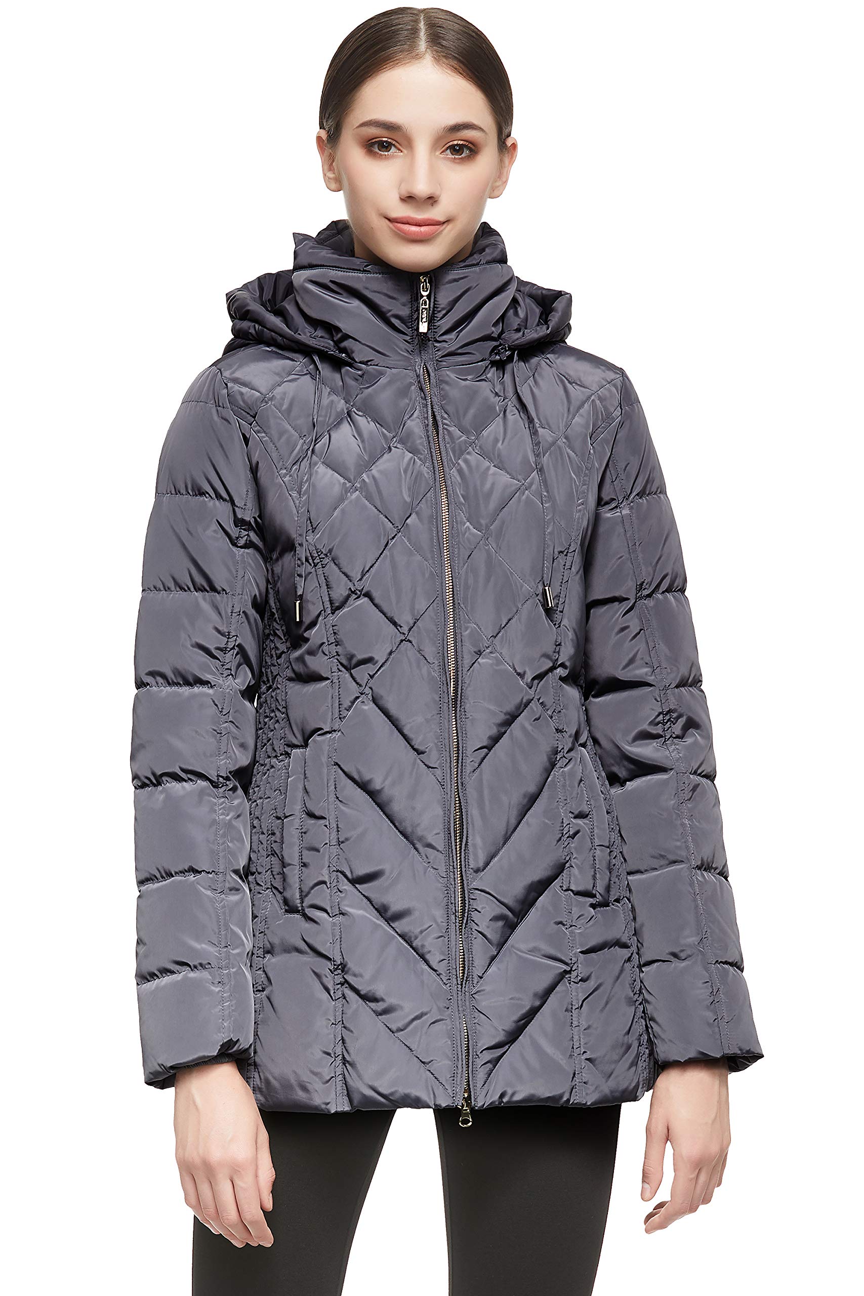 orolay women's thickened puffer down jacket hooded coat grey s