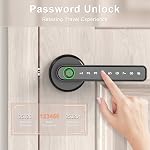 IRONZON 191F 3-in-1 Fingerprint Door Handle with Keypad Control | Fingerprint Door Lock with Keypad, Fingerprint Door Knob for Bedroom with Key, Keyless Entry Door Handle - Black