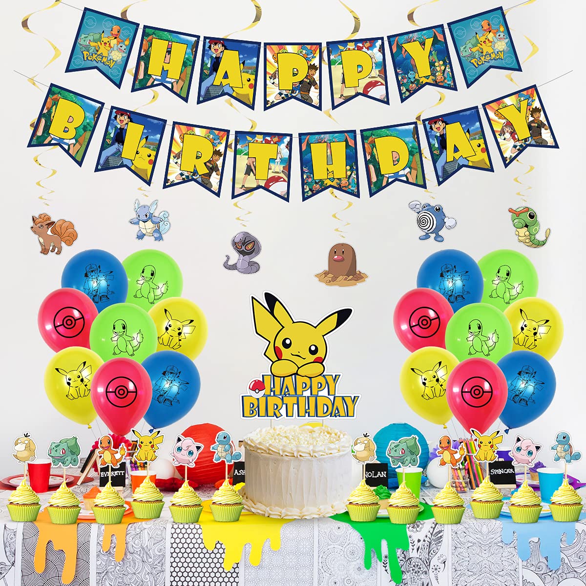 Buy Pokemon Birthday Party Supplies Pikachu Party Decorations Set with