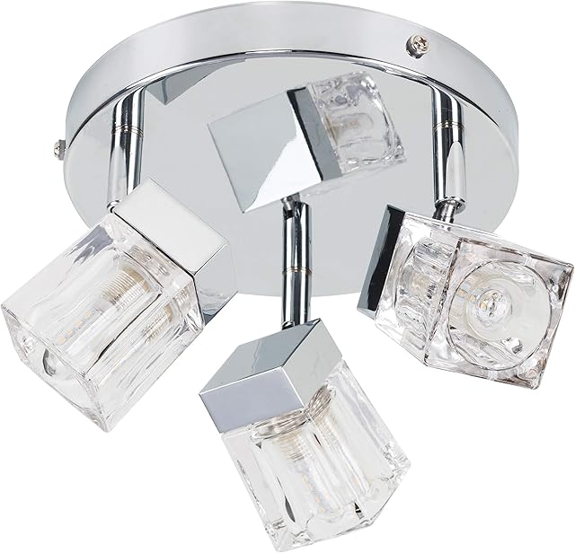 MiniSun Modern Chrome Ice Cube 3 Way IP44 Rated Bathroom Ceiling Light Spotlight