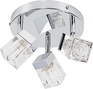 Modern Chrome Ice Cube 3 Way IP44 Rated Bathroom Ceiling Light Spotlight