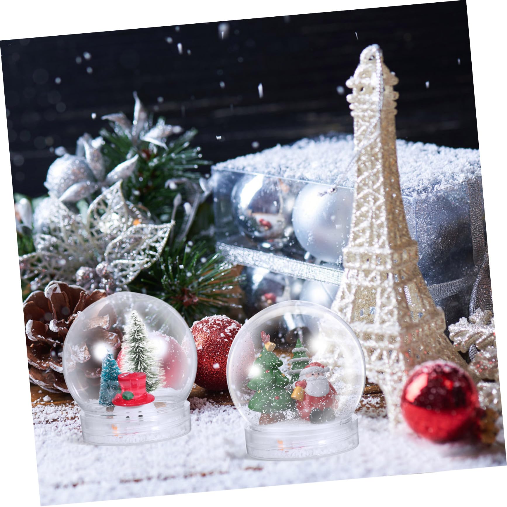 DOITOOL Lot de 15 boules à neige en plastique transparent avec couvercle dévissable, accessoires pour bricolage, artisanat
