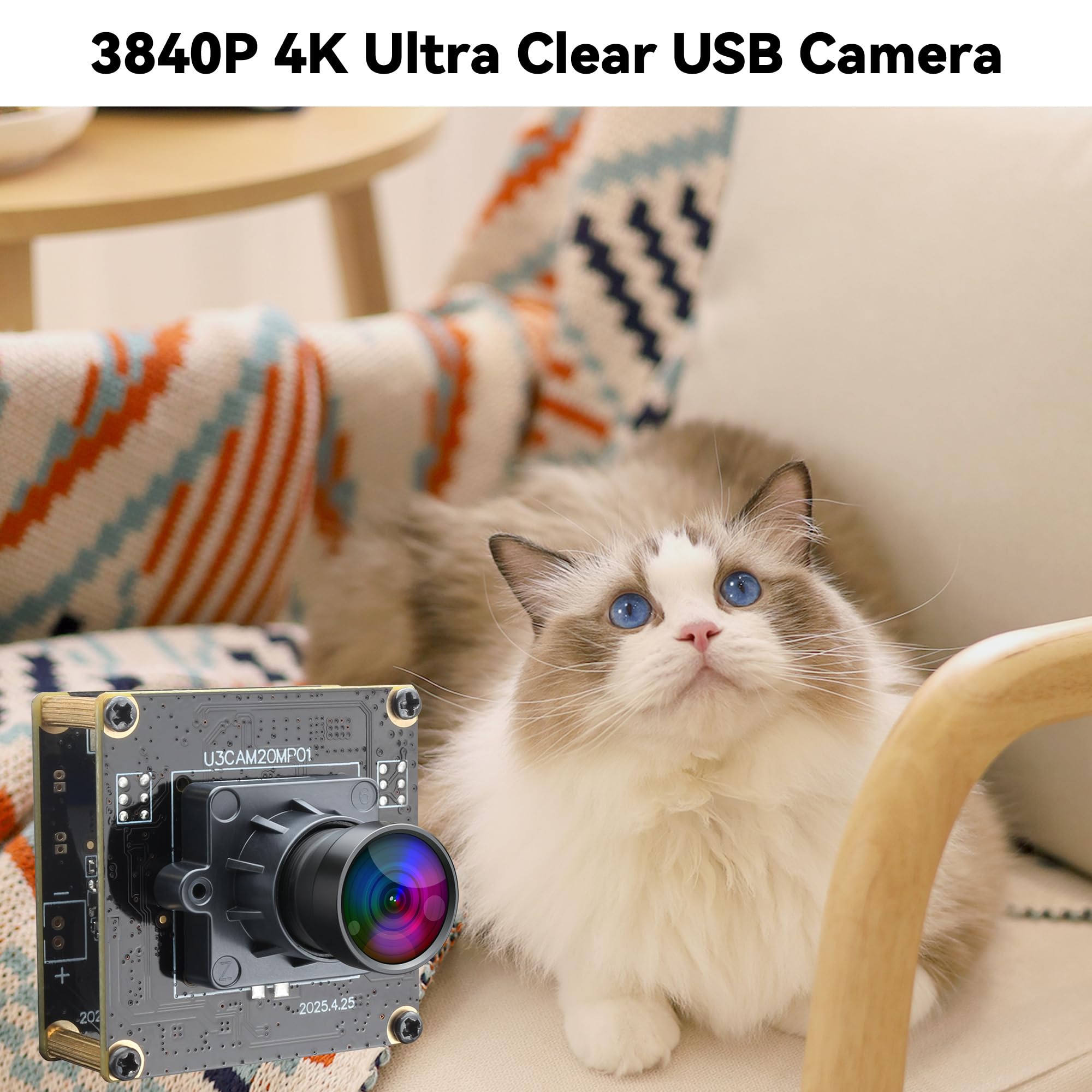 ELP 20MP USB-Kamera 4K 30fps USB 3.0 Typ-C Webcam 3840P Weitwinkelobjektiv für Windows Linux PC