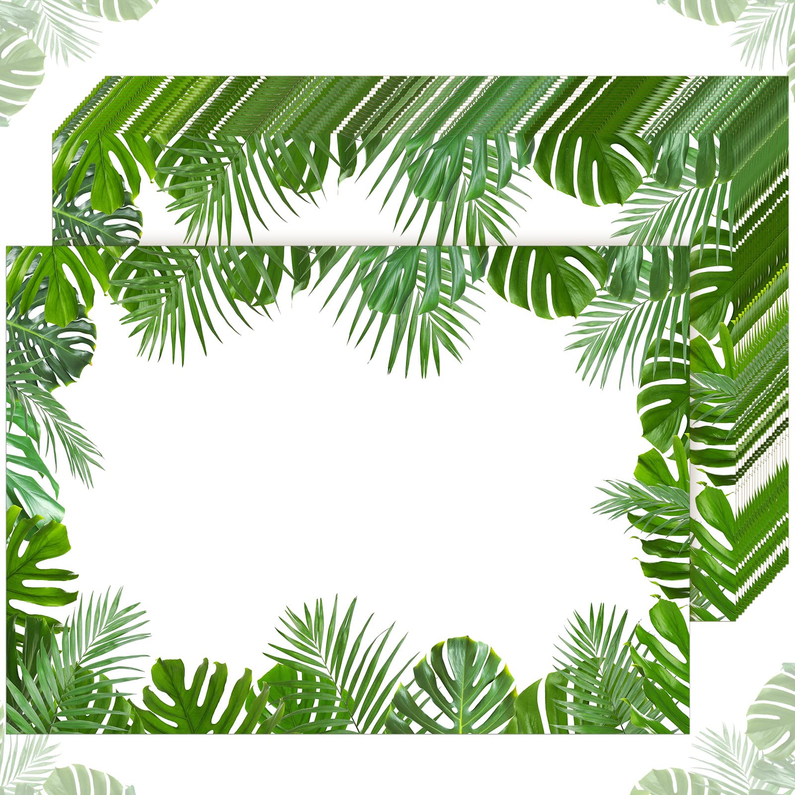 100 Pcs Paper Placemats Disposable Placement Mats for Dining Table Bulk Placemats Holiday Dinner Table Setting Bridal Shower Wedding Party Decoration, 10 x 14 Inch（Palm Leaves）