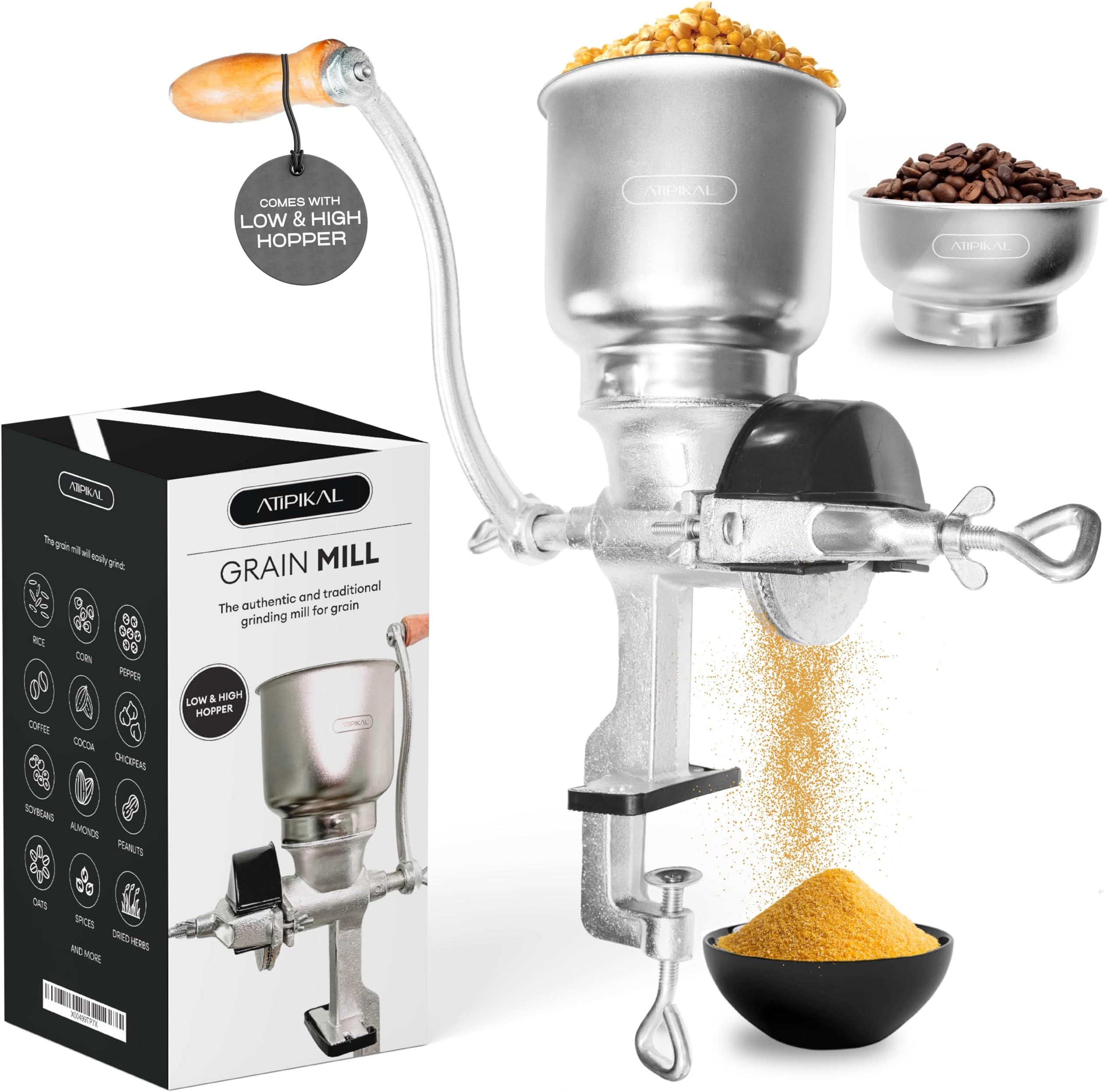 Manual Grain Mill - Molino para moler maiz, Corn Mill Grinder, Food Mill with Hand Crank