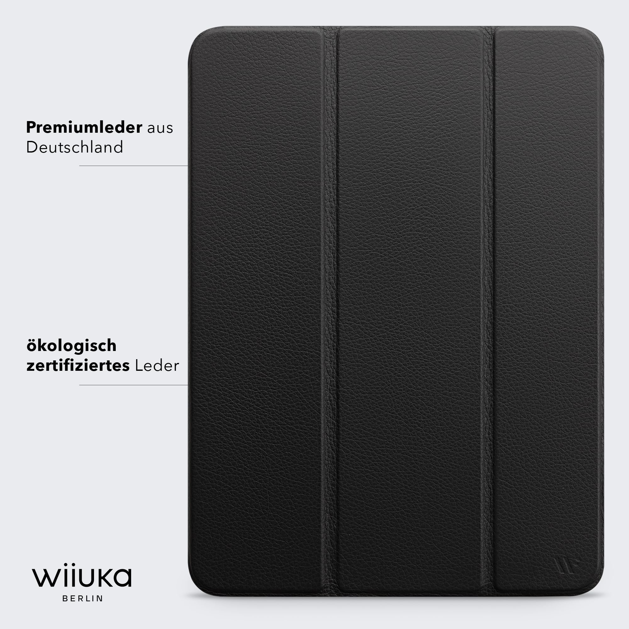 WIIUKA Etui do iPada Pro 11" (2023-2018), skóra niemiecka, etui skórzane, bardzo cienkie, Premium Smart Cover Case, czarne