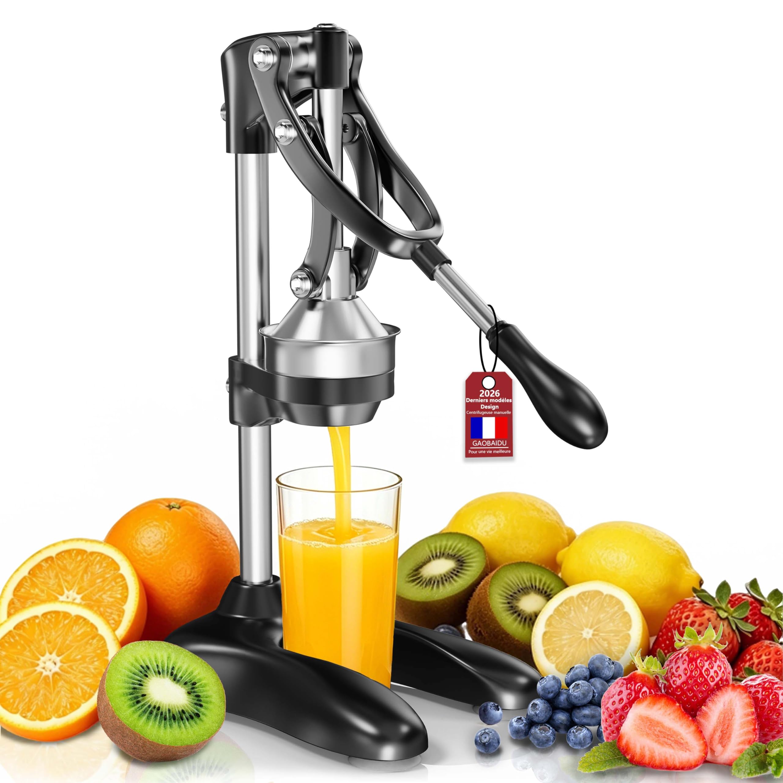 Presse Agrumes,Presse à Citron Professionnelle Avec Levier Facile,Presse Fruit Manuel pour Orange, Grenade, Citron Vert Et Pastèque (noir)