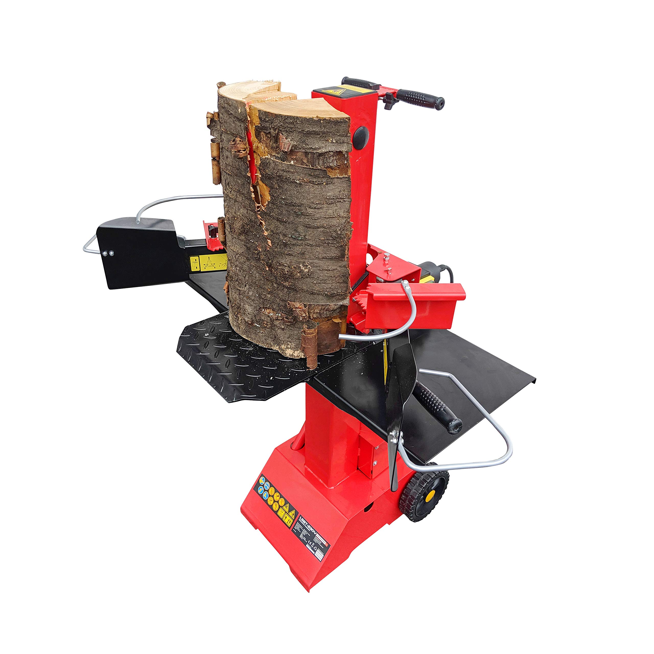 CROSSFER Holzspalter LS8T-230V/PRO/Hydraulikspalter 8 Tonnen Spaltkraft / 230V Motor 3 kW/Auto-Rücklauf mit stufenlosem Rücklaufstopp / 55 cm Spaltlänge/Spaltgut Ø max. 30 cm / 2 Holzablagetische