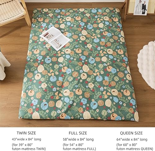 Miniatura 6 de Funda de futón 100% algodón para colchón de futón japonés con cremallera, tamaño individual, matrimonial, queen, lavable a máquina, súper suave