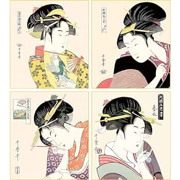 喜多川歌麿　美人図　掛軸　送料無料 楽天市場】絵画 額入り 壁掛け F4 喜多川 歌麿 美人画 複製画 額