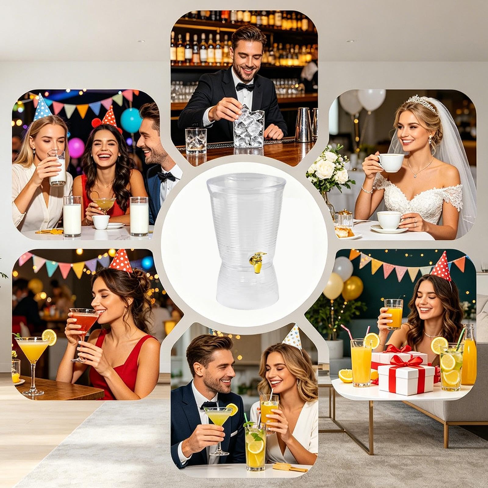 Dispensadores de Bebidas para | 6L Recipiente para Bebidas Frías,Dispensador de Cerveza Fría - para, Bodas, Picnics, Oficina, Hogar, Restaurante, Cafetería, Cumpleaños, Barbacoa, Mujeres,