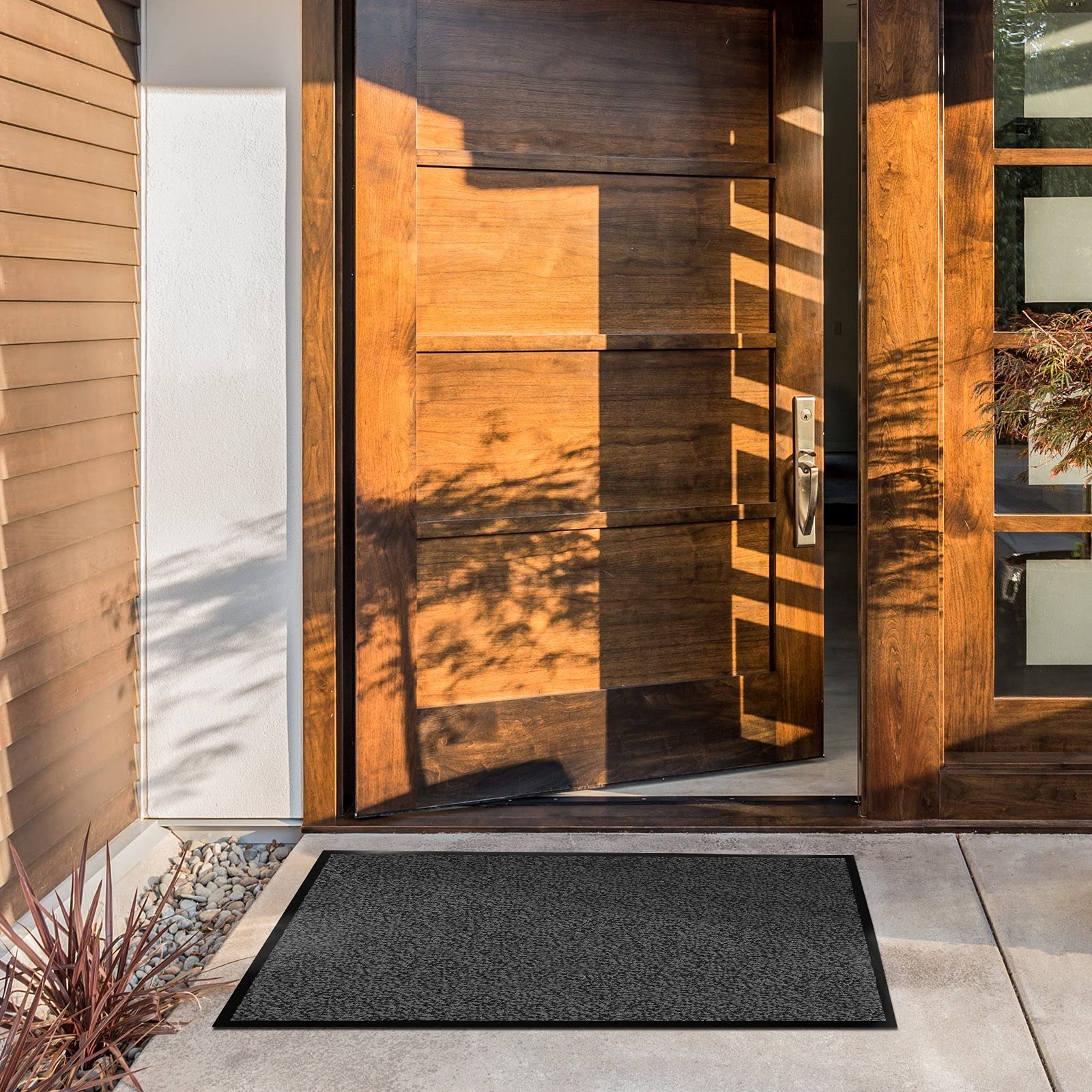 Floordirekt EVEREST Schmutzfangmatte Sky - Testsieger - Fußmatte, Türmatte Fußabstreifer Rutschfester Teppich für Haustür innen und außen in vielen Farben und Größen - anthrazit-schwarz, 120x600 cm
