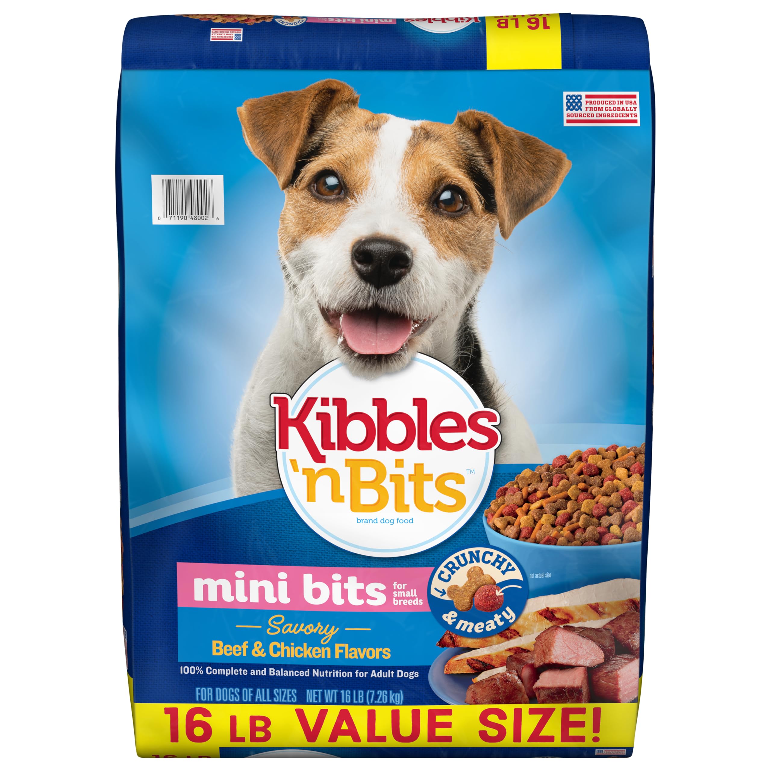 Kibbles 'N Bits Small Breed Mini Bits Savory Beef & Chicken Flavors Dog Food, 16-Pound(Pack of 1)