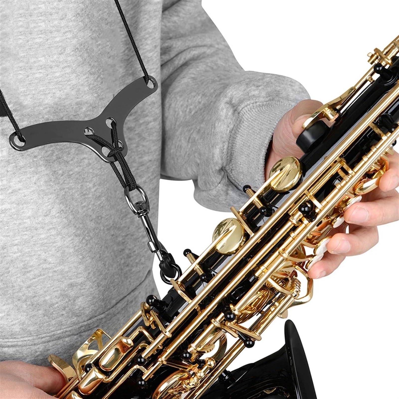 Sangle de cou de Saxophone réglable en cuir rembourré, harnais de Saxophone, ceinture suspendue, accessoires d'équipement de musique(Brown)