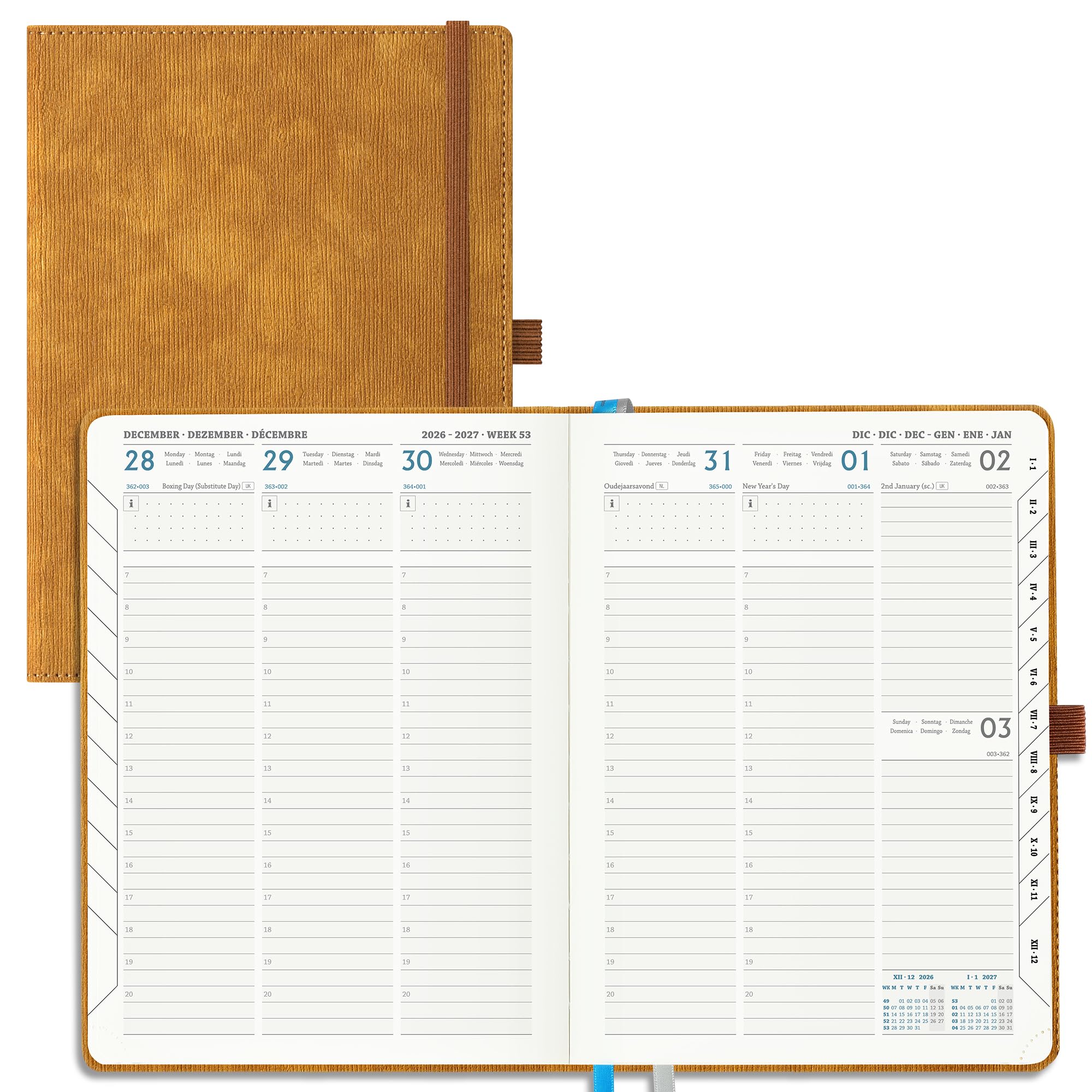 IN-LUXPRO Kalender 2026 2027 Wochenplaner,18-Monate Buchkalender (Jul.2026-Dez.2027) Terminplaner mit Ausgaben & Notizseiten,mit Vegan-Leder & Notizseiten(JZ-SK-XLB)