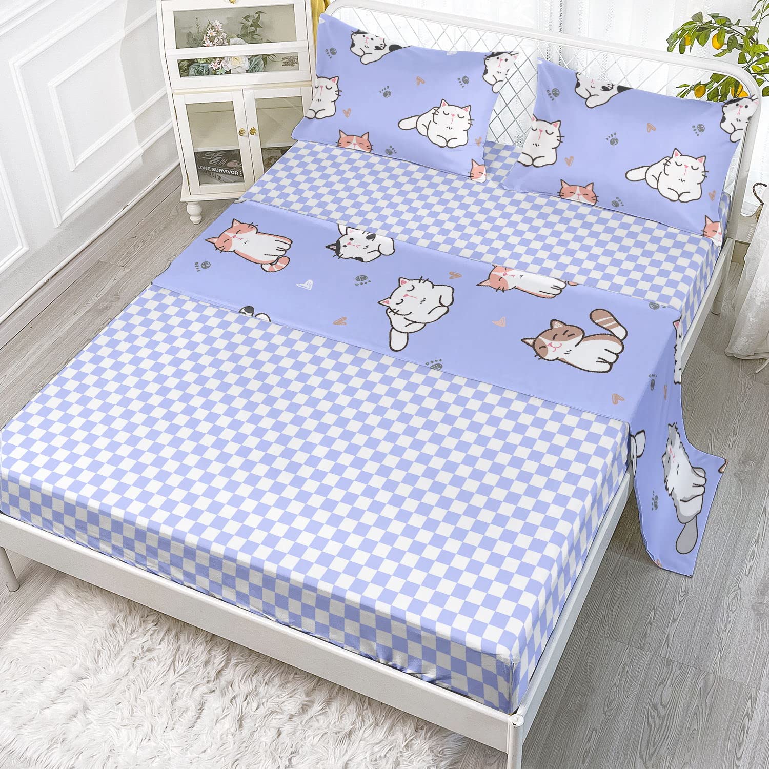 Kawaii Cat Sheet Set 4Pcs Lovely Kitten Print
