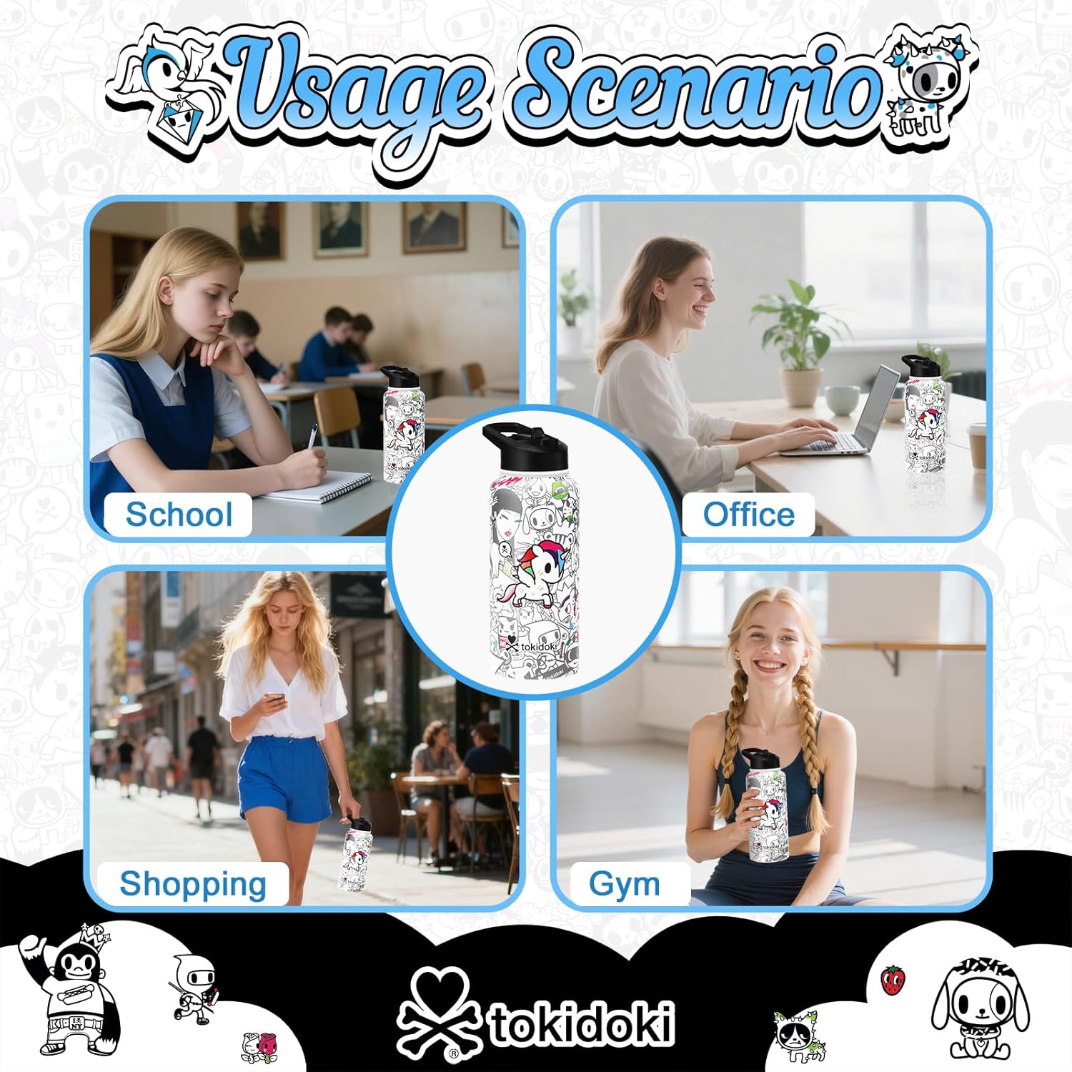 Tokidoki Unicorno Bottle 32oz Insulated Stainless Steel Water Bottle with Reusable Vacuum Insulated Water Bottle Tumbler with Leak Proof Flip Bottle for Sport Travel Office(BN allstars) - Image 7