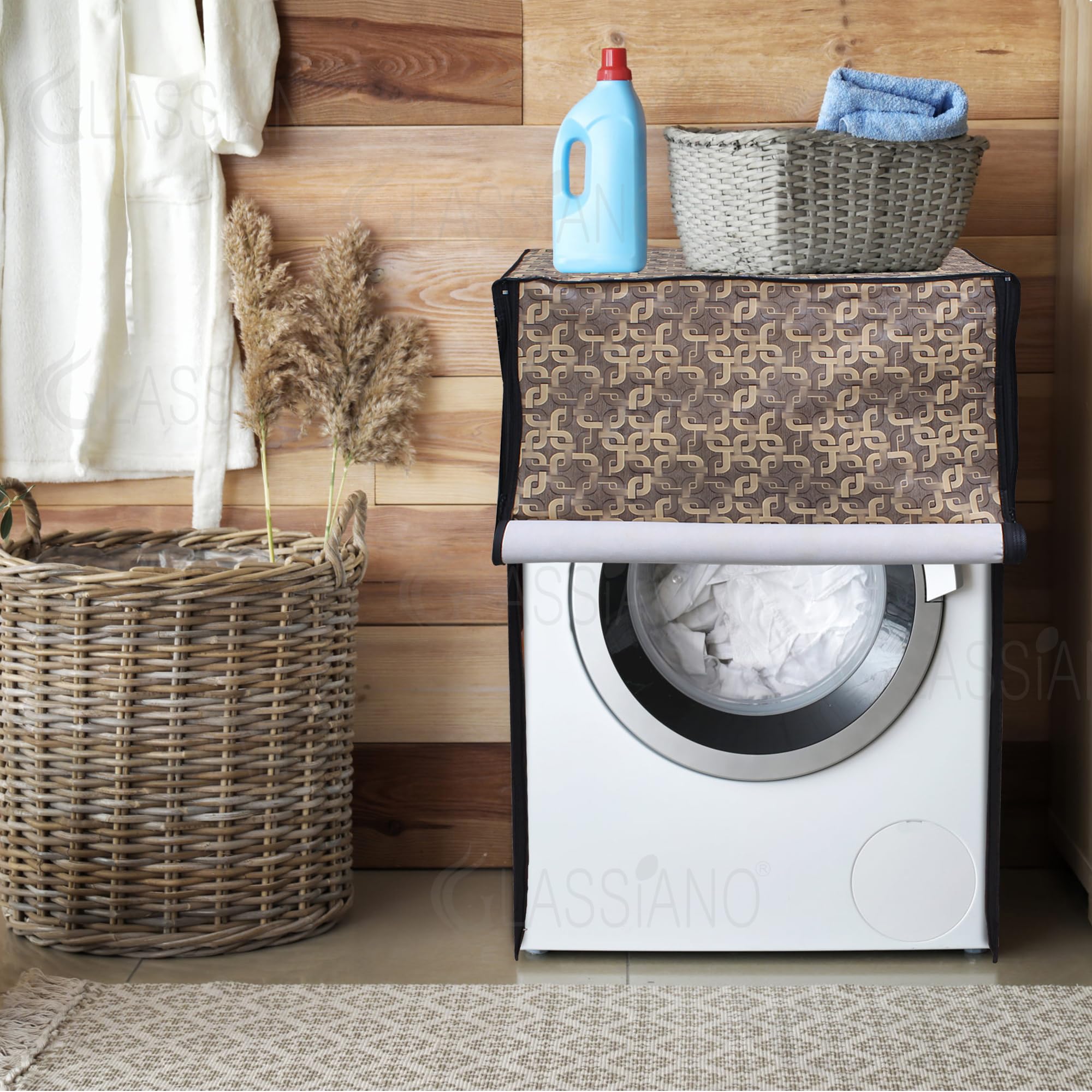 Glassiano Fully Automatic Front Load Waterproof Washing Machine Cover for Samsung/ IFB/ LG/ Godrej/ Whirlpool/ Bosch/ 5 kg, 5.2 Kg, 5.5 Kg