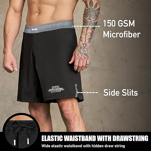 Miniatura 2 de Elite Sports - Shorts de combate para hombre, color negro, para combates MMA, BJJ, Jiu Jitsu