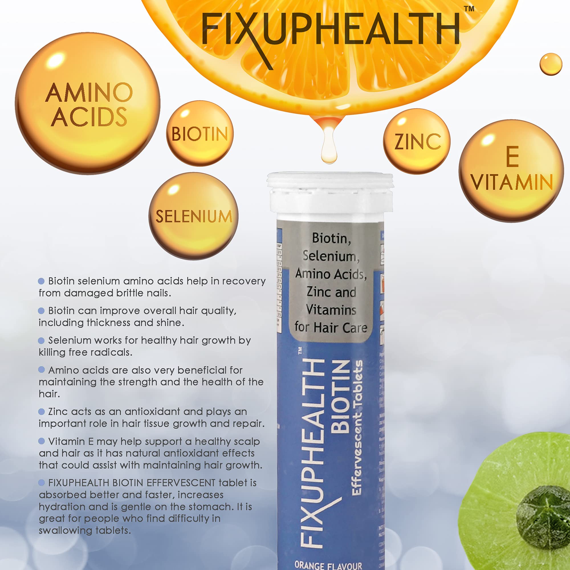 Buy FIXUPHEALTH Biotin Tablets, Selenium, Amino Acids, Zinc and Vitamins for Strong Hair