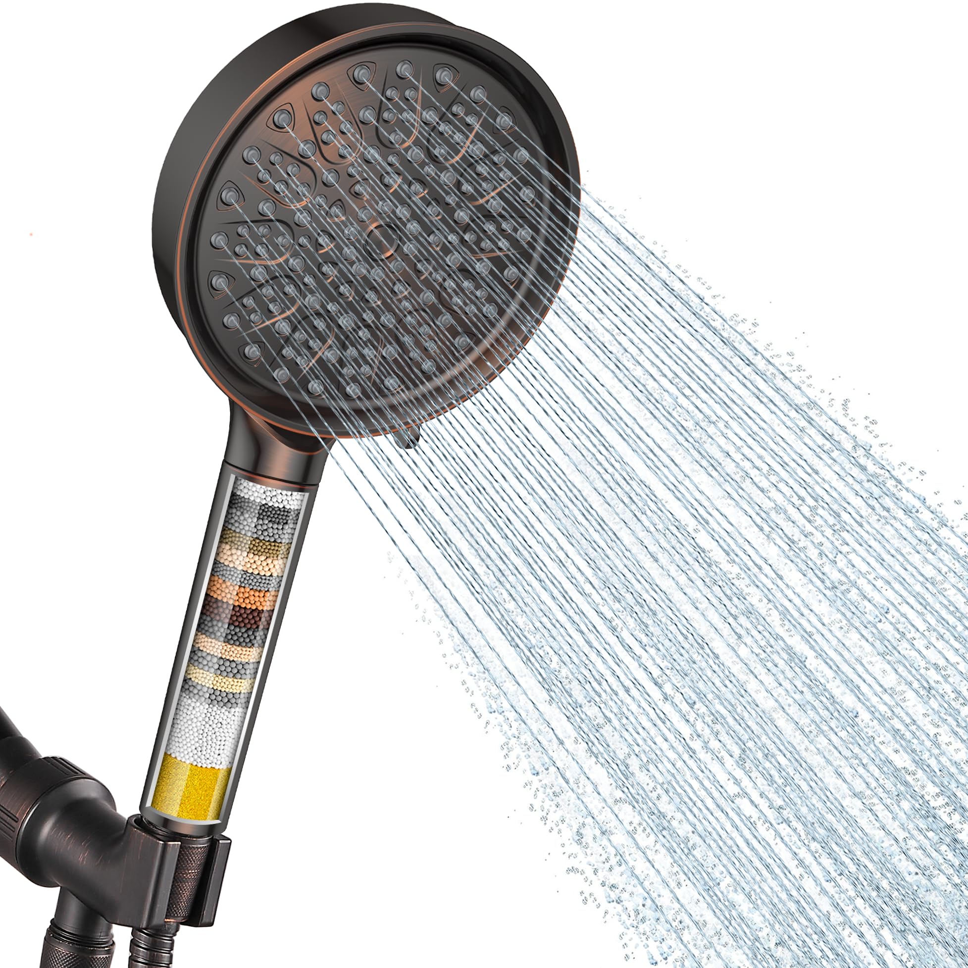 Cobbe Filtered Shower Head with Handheld, High Pressure 6 Spray Mode Showerhead with Filters, Water Softener Filters Beads for Hard Water - Remove Chlorine - Reduces Dry Itchy Skin, Oil Rubbed Bronze