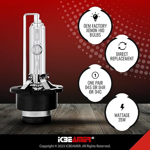 Miniatura 10 de ICBEAMER 30000K D2S D2C D2R Xenon Factory HID reemplazo con foco de xenón para 66040 66240 85122, fabricante original del producto, de luz baja de