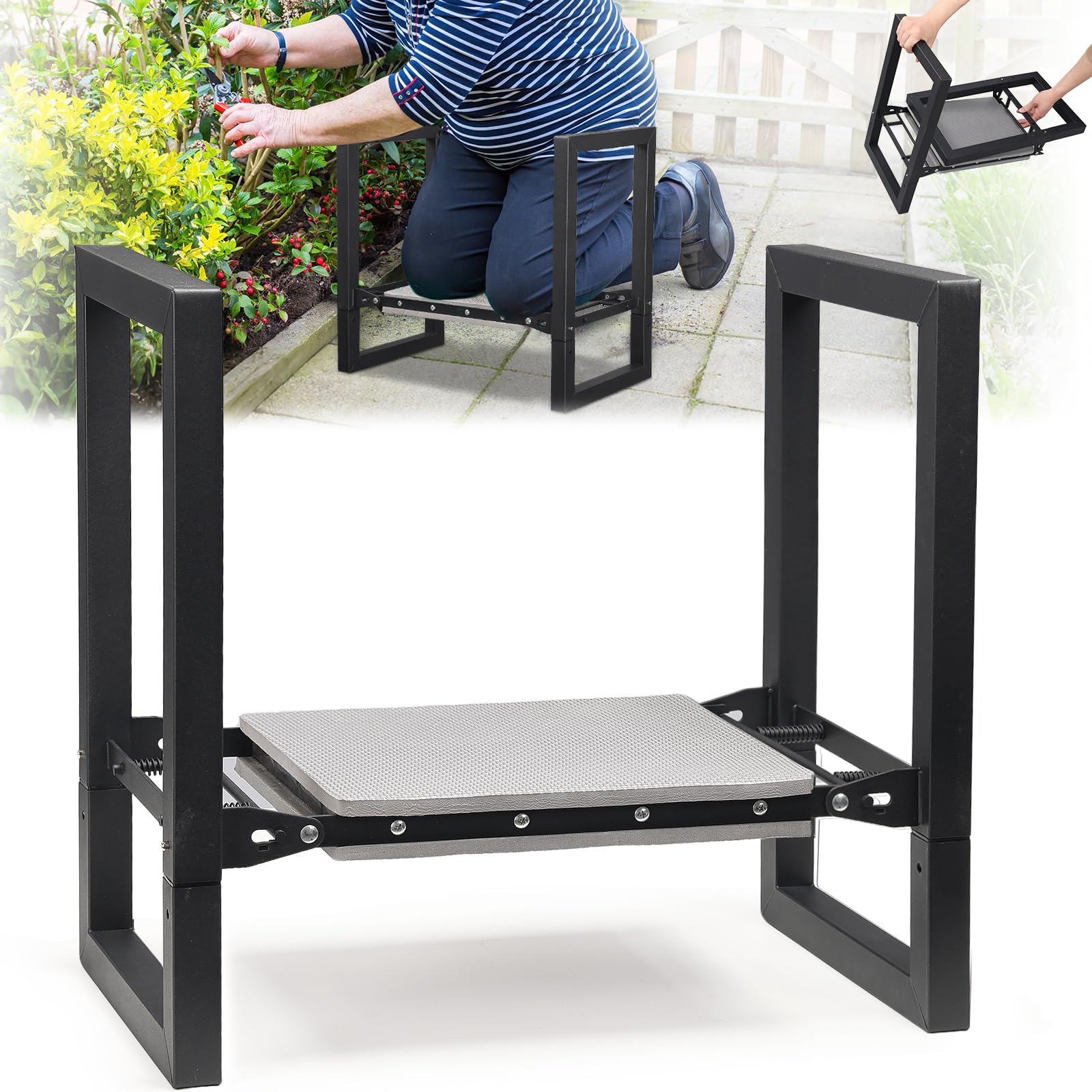 DIOVPLX Garden Kneeler and Seat - Heavy Duty Folding Garden Stool with Handles, Stable Kneeling Device Bench Chair Gardening Tools Gifts for Women Men
