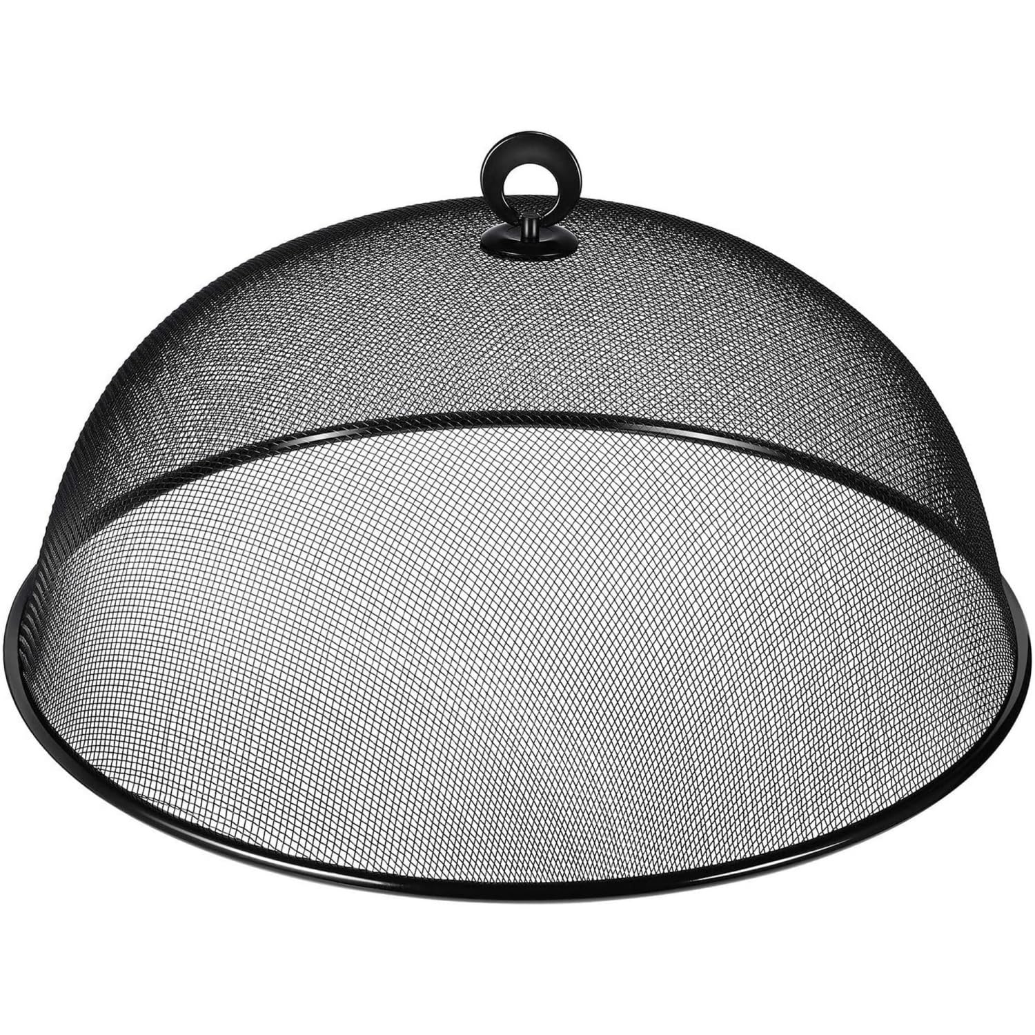 Copertura rotonda per alimenti, in rete metallica, riutilizzabile, protezione per alimenti, a cupola, copertura per alimenti, tende da picnic, copertura per torte, per cucina, cibo, verdure (nero, 30