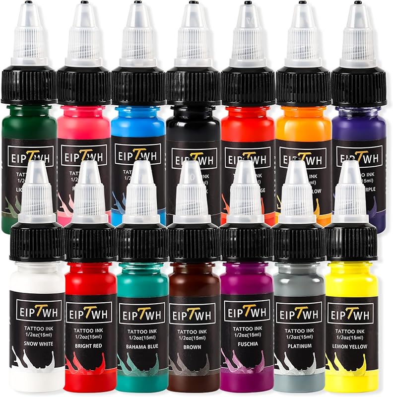 Kit de Tintas para Tatuagem EIPTWH com 14 Cores, 15 mL por Frasco