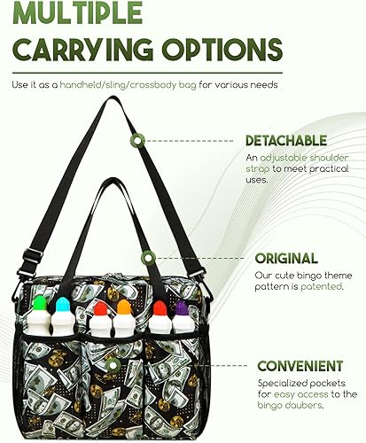 Miniatura 3 de Bolsa de bingo con impresión de billetes de 100 dólares con patrón de dólar estadounidense, bingo de la suerte, accesorios de bingo de buena suerte,