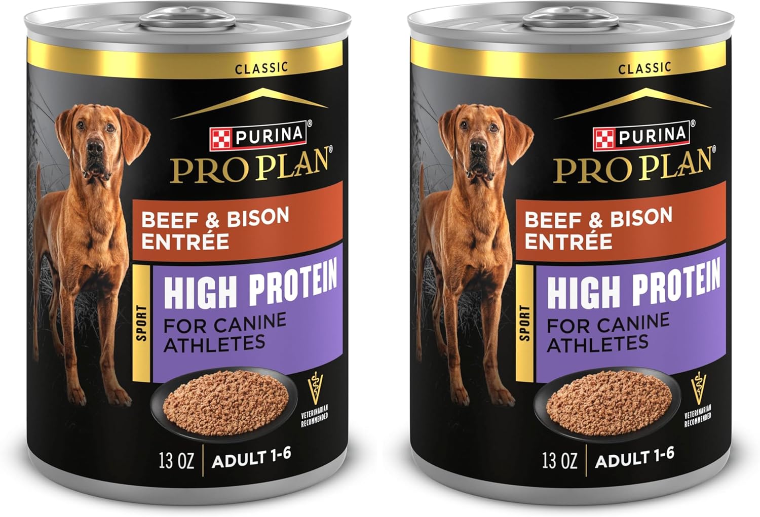 Purina Pro Plan Sport High Protein Wet Dog Food Beef and Bison Entrée - 13 oz. Cans,(Pack of 24)