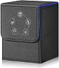 Card Deck Box for MTG,YuGiOh, KeyForge, Digimon FAB Card Storage Box Fits 230 Single Sleeved Cards, PU Leather Strong Magnet Card Deck Case Holder for TCG CCG Magic Commander Black&Blue