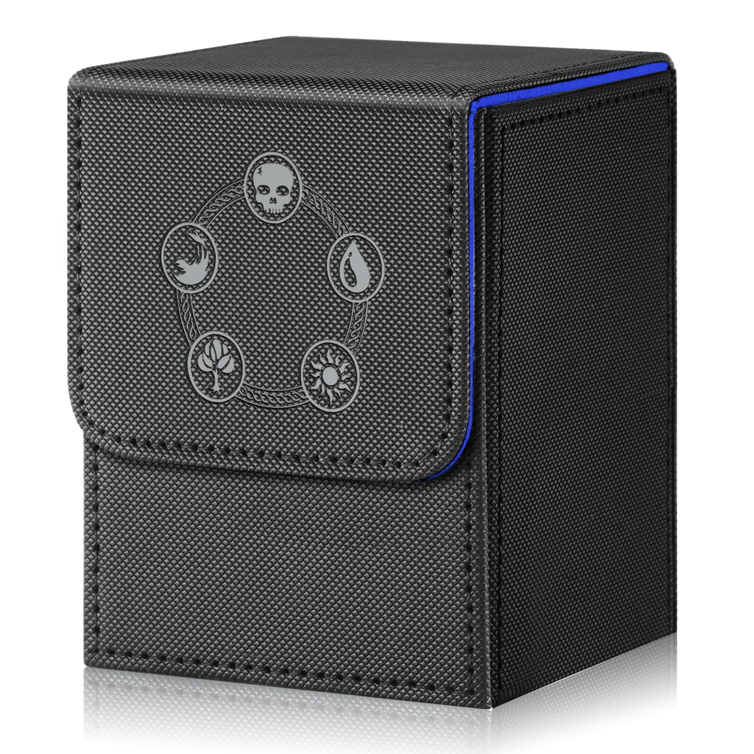 digimon card holder DingGuagua Deck Box for MTG,YuGiOh, KeyForge, FAB Card Storage Box Fits 230+ Single Sleeved Cards, PU Leather Strong Magnet Card Deck Case for TCG CCG Magic Commander (Black&Blue) Best Pokémon Booster Boxes Quantity:2500 Set_Final Fantasy: Through the Ages