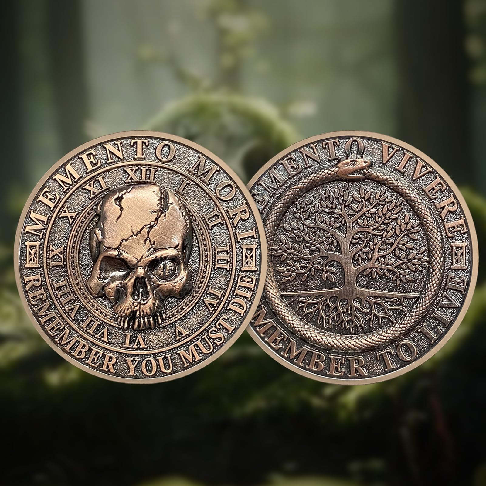 Moneda Metal Calaveras Diseño Moneda Memento Mori Carpe Diem - Regalo  Inspirador Con Símbolos De Vida Y Muerte Moneda Desafío Símbolos, image size:1601x1600