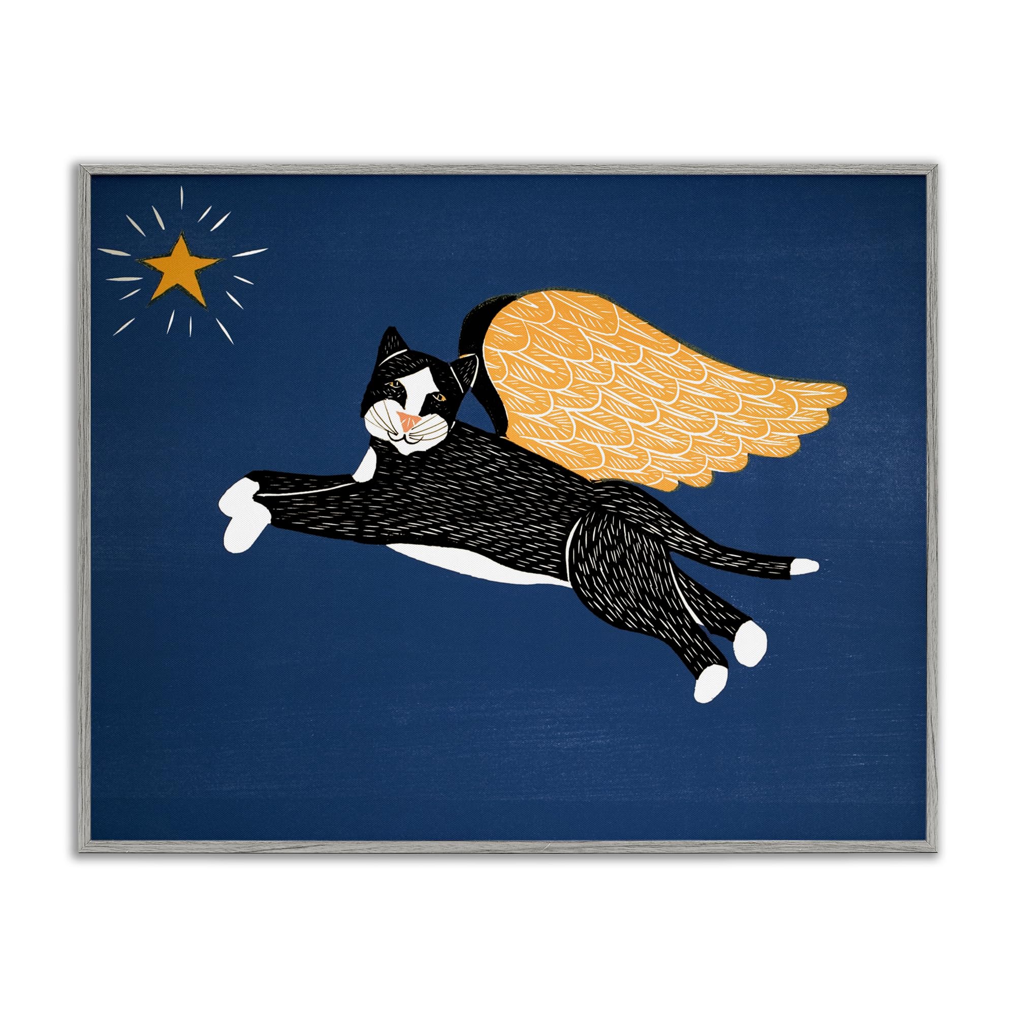Giclée de chat d'ange encadrée Stupell Industries par Stephen Huneck 40x50 cm