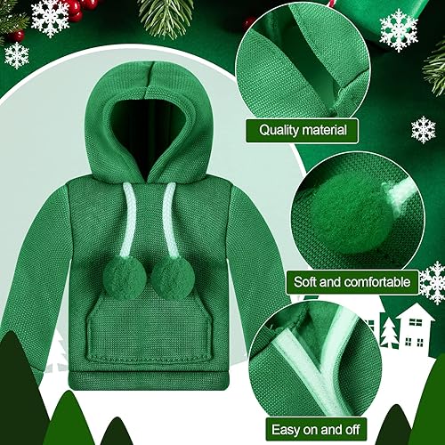 Miniatura 3 de Meooeck Juego de 6 accesorios de elfo de Navidad que incluye 2 ropa de muñeca elfo navideña y 4 accesorios novedosos de elfo para niños (pesca)