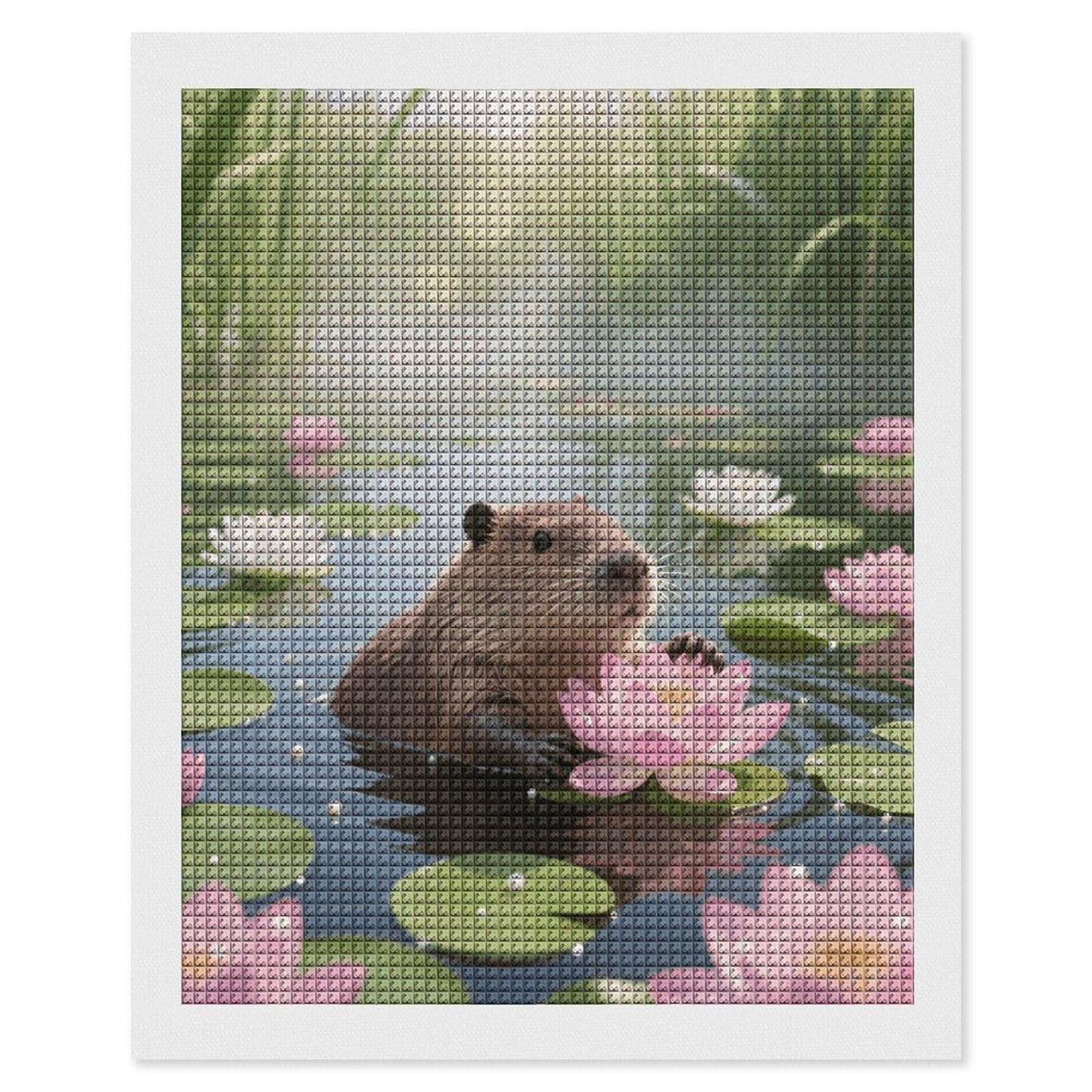 FodPand Capybara 5D Diamond Painting Kits for Adults Beginners Full Drill Square Diamond Dots Pictures Gem Art Supplies for Home Wall Room Decoration DIY Craft Set Gift 16x20