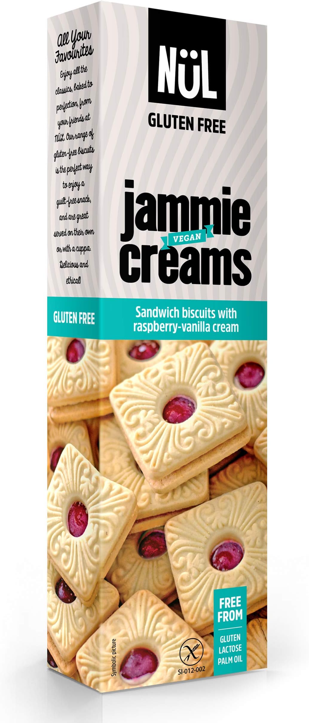 Nül Gluten-Free Sandwich Biscuits with Raspberry-Vanilla Cream and Raspberry Fruit Filling, 12 x 115 g