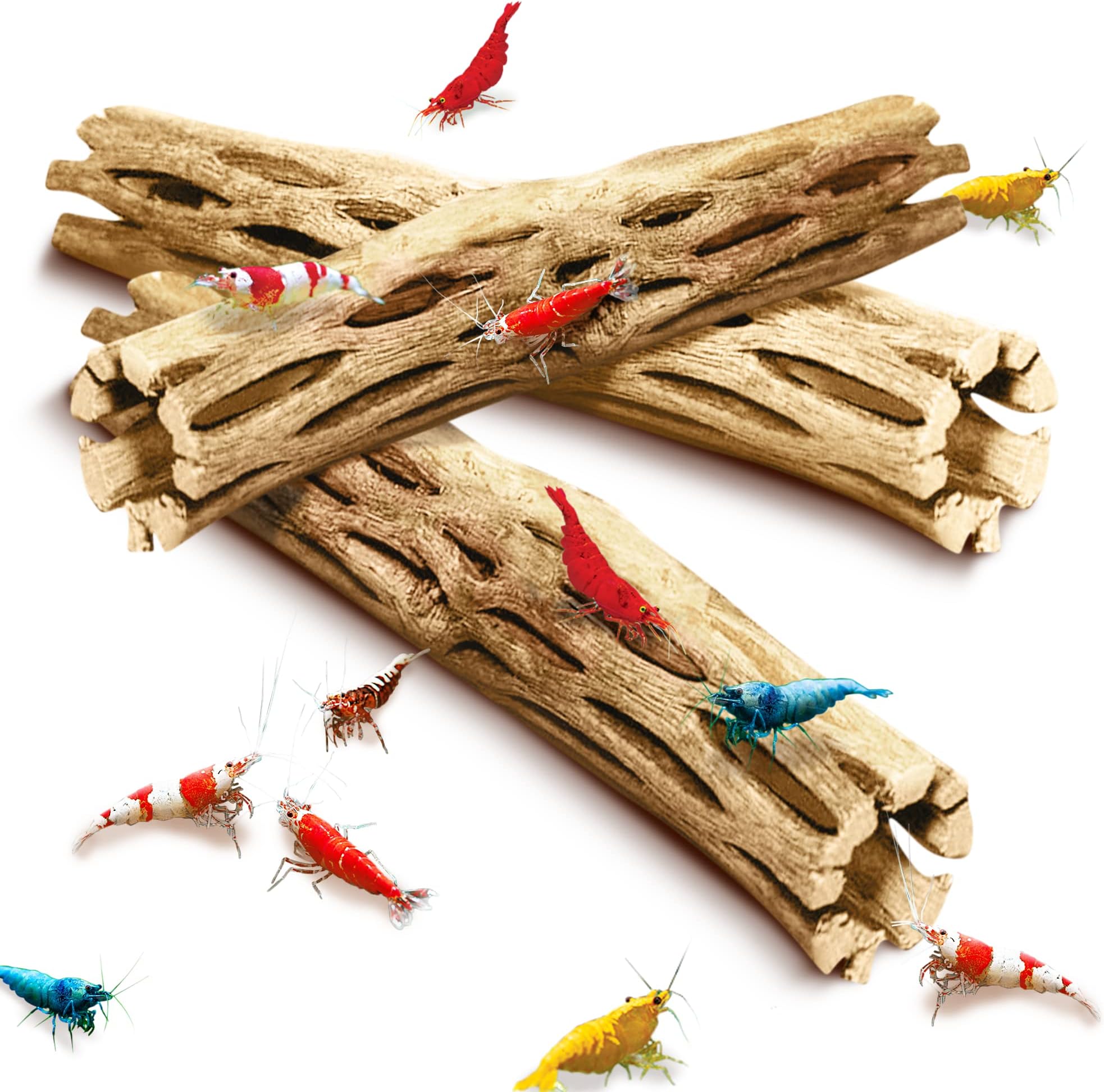 Chorawood, stimulating activity for small climbers, keep shrimp busy and active, long and dry aquarium decoration adds raw beauty, 3 pieces