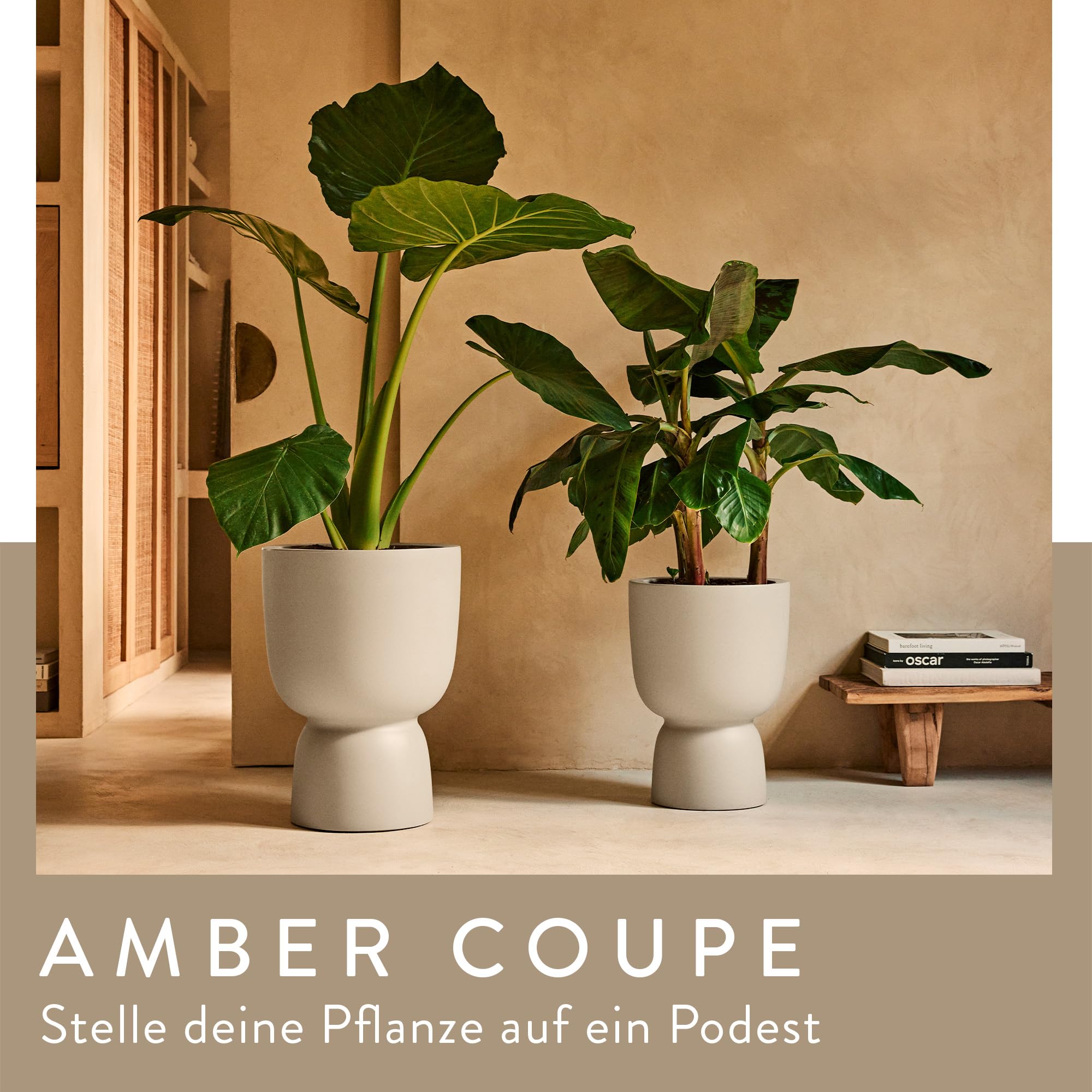 elho Amber Coupe 35cm Blumentopf - Balanced Beige | ∅ 34.9 x H 49 cm | für den Innen- und Außenbereich | 100% recyceltes Plastik