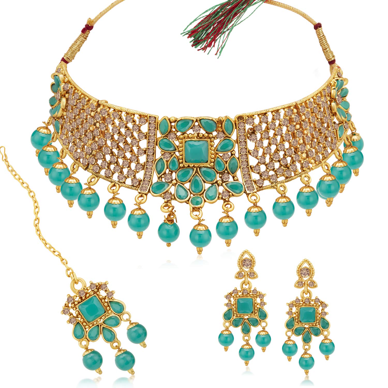 Sukkhi Amazing Gold Plated LCT & Sky Blue Pearl Choker Necklace Set for Women (SKR70398), free size (B08V4H16NN) Amazon Price History, Amazon Price Tracker