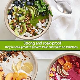 24 Oz Disposable Bowls, [100 Pack] Paper Bowls Disposable - Heavy Duty and Eco-friendly Sugarcane and Bamboo Bagasse Biodegradable Bowls for Cereal, Rice, French Fries - Convenient and Compostable