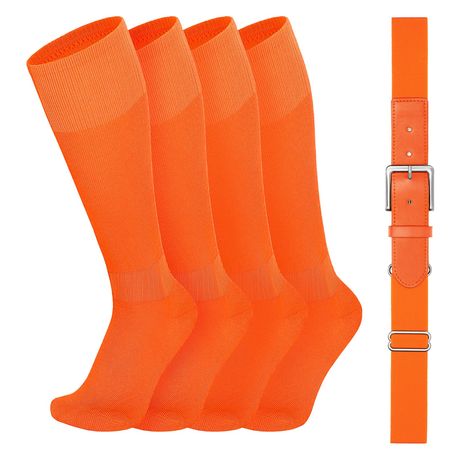 VONMELLI Youth Baseball Belt and Socks Combo, Elastic Softball Belts and Socks for Boys and Adult (2 Pairs of Socks &amp; 1 Belt)