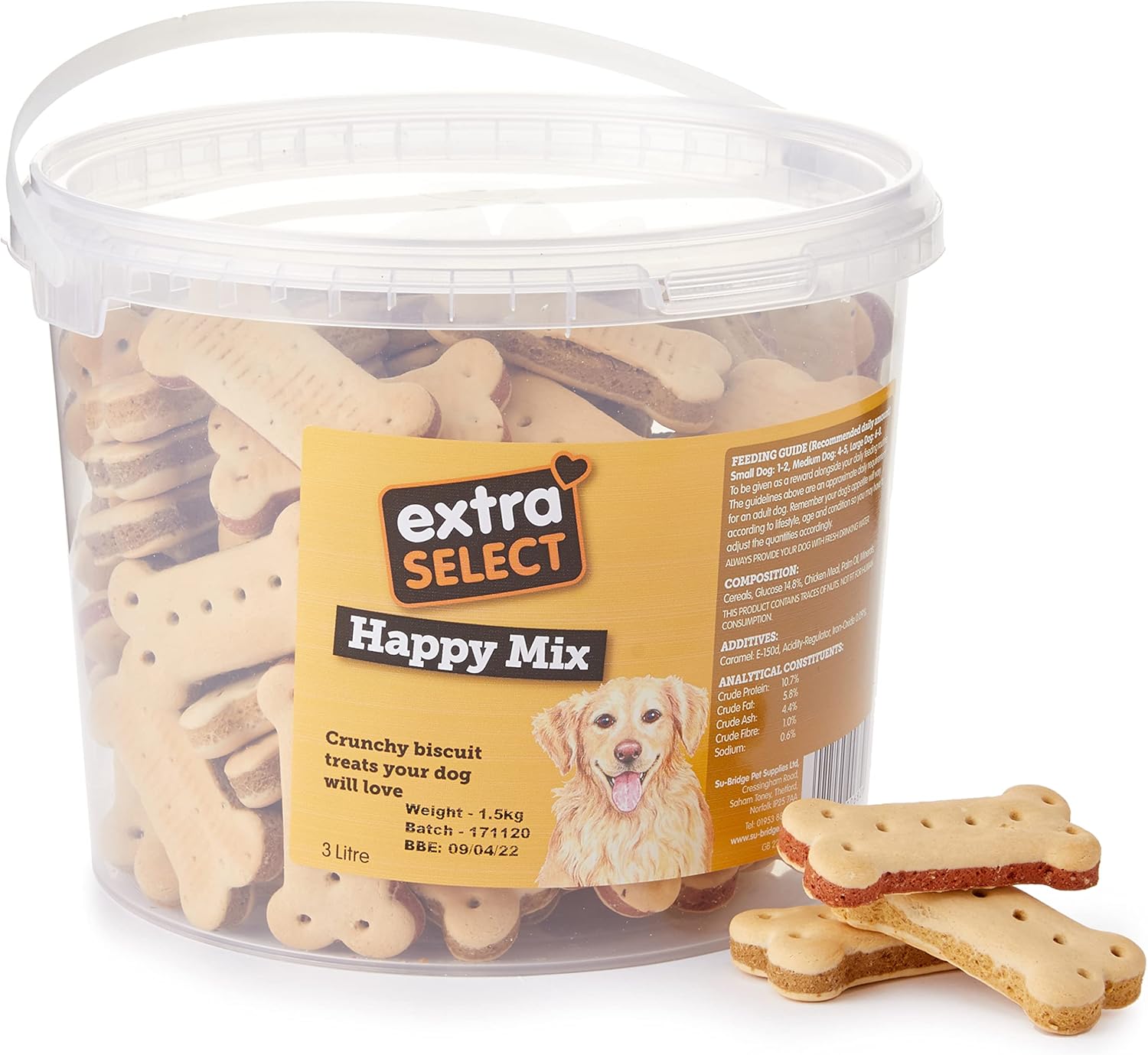 Extra Select Happy Mix Dog Treat Biscuits in a 3ltr Bucket (approx 100
