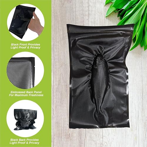 Miniatura 9 de Bolsas de sellado al vacío de 11 pulgadas x 19.5 pies (total de 39 pies), color negro y transparente, bolsas selladoras al vacío para almacenamiento